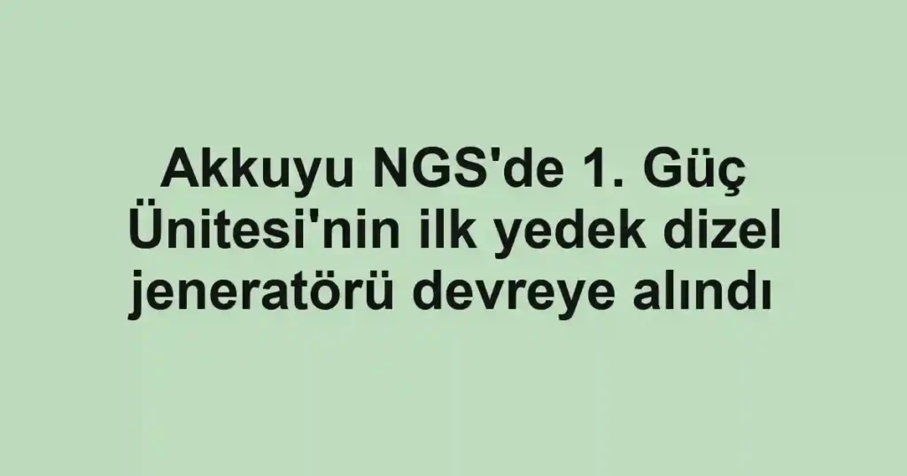 Akkuyu NGS'de 1. Güç Ünitesi'nin ilk yedek dizel jeneratörü devreye alındı 1 Akkuyu NGS'de 1. Güç Ünitesi'nin ilk yedek dizel jeneratörü devreye alındı