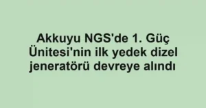 Akkuyu NGS'de 1. Güç Ünitesi'nin ilk yedek dizel jeneratörü devreye alındı