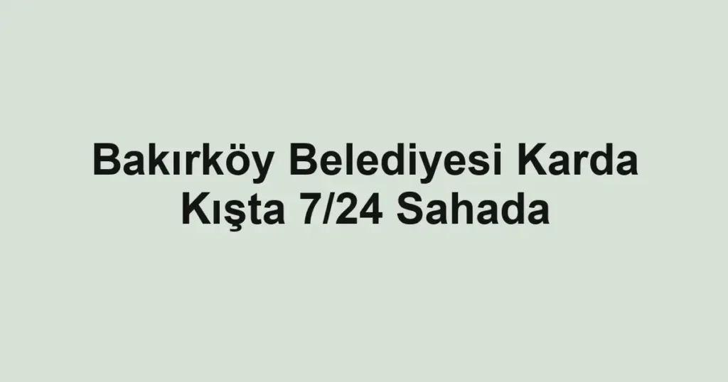 Bakırköy Belediyesi Karda Kışta 7/24 Sahada 1 Bakırköy Belediyesi Karda Kışta 7/24 Sahada