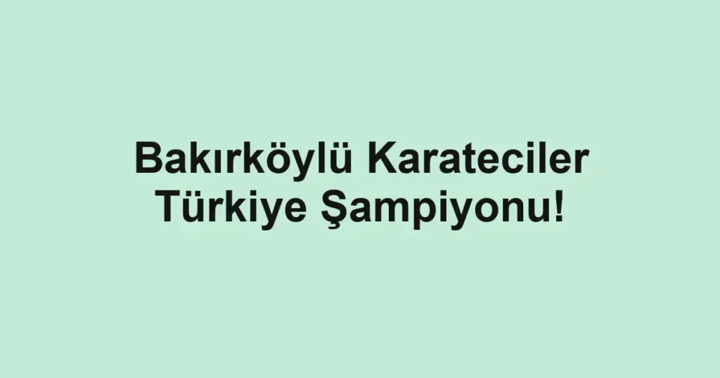 Bakırköylü Karateciler Türkiye Şampiyonu!