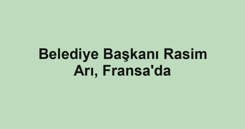 Belediye Başkanı Rasim Arı, Fransa'da