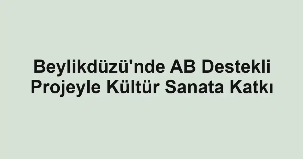 Beylikdüzü'nde AB Destekli Projeyle Kültür Sanata Katkı