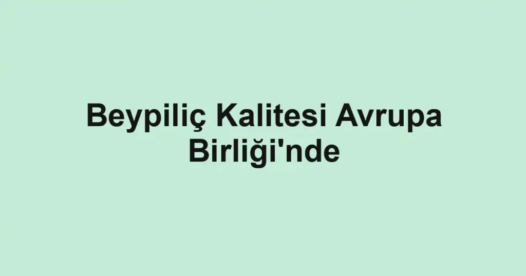 Beypiliç Kalitesi Avrupa Birliği'nde