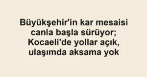Büyükşehir'in kar mesaisi canla başla sürüyor; Kocaeli'de yollar açık, ulaşımda aksama yok