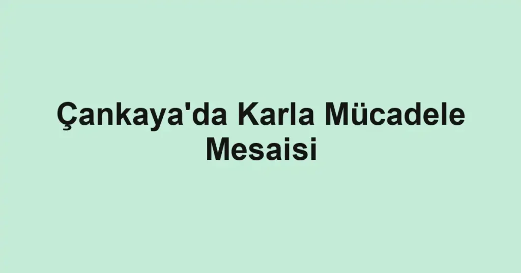 Çankaya'da Karla Mücadele Mesaisi