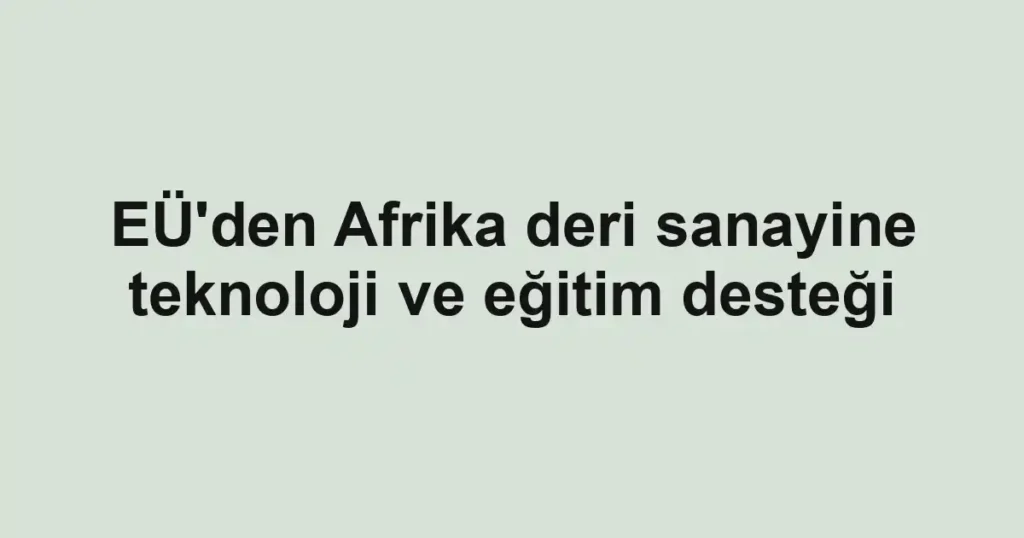 EÜ'den Afrika deri sanayine teknoloji ve eğitim desteği