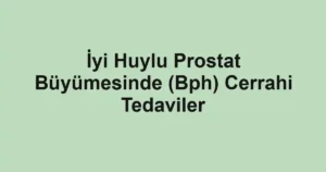 İyi Huylu Prostat Büyümesinde (Bph) Cerrahi Tedaviler