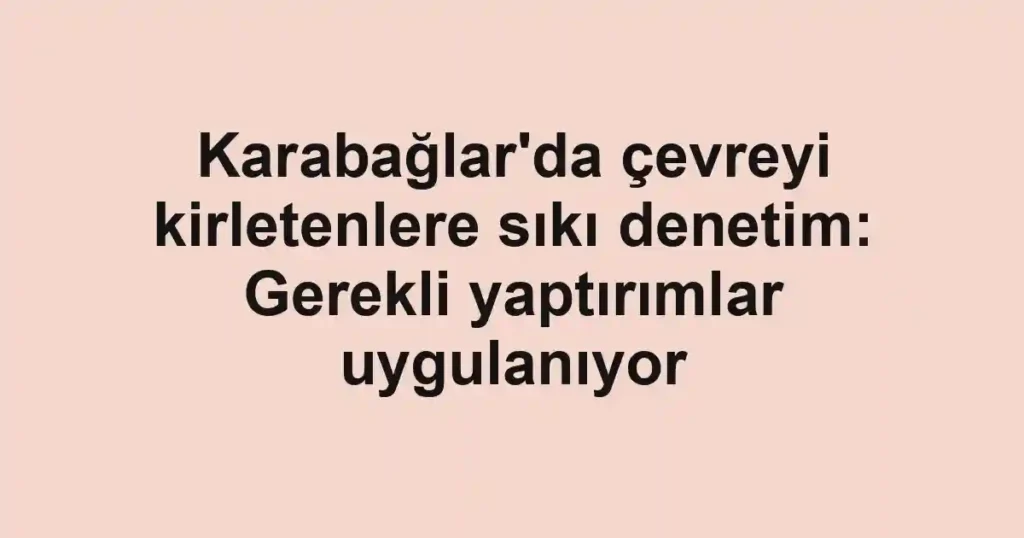 Karabağlar'da çevreyi kirletenlere sıkı denetim: Gerekli yaptırımlar uygulanıyor 1 Karabağlar'da çevreyi kirletenlere sıkı denetim: Gerekli yaptırımlar uygulanıyor