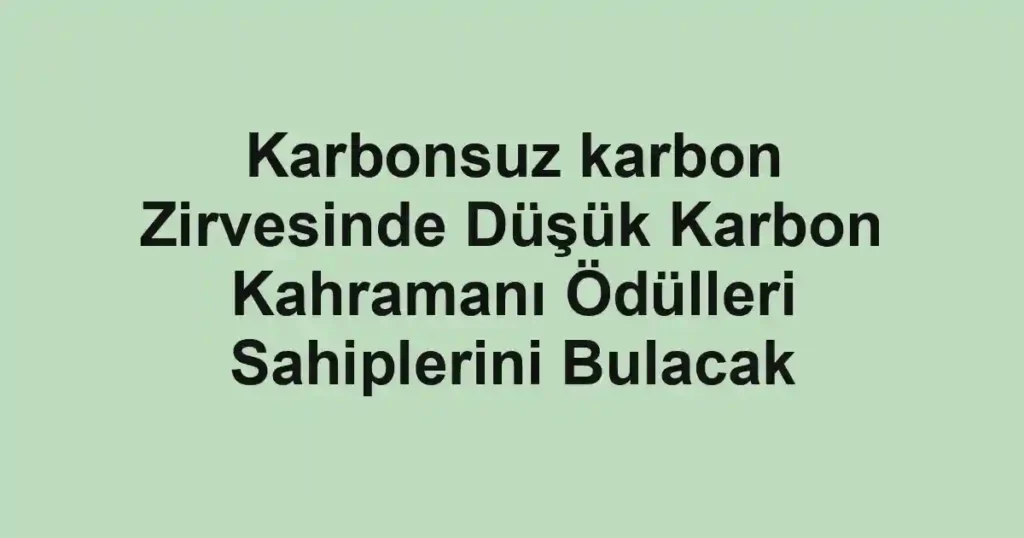Karbonsuz karbon Zirvesinde Düşük Karbon Kahramanı Ödülleri Sahiplerini Bulacak