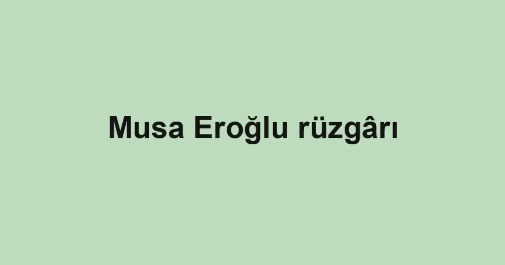 Musa Eroğlu rüzgârı