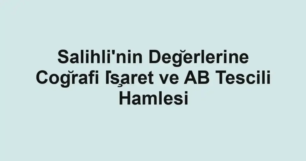 Salihli'nin Değerlerine Coğrafi İşaret ve AB Tescili Hamlesi