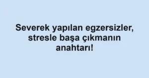 Severek yapılan egzersizler, stresle başa çıkmanın anahtarı!