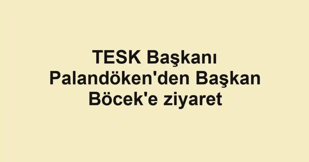 TESK Başkanı Palandöken'den Başkan Böcek'e ziyaret
